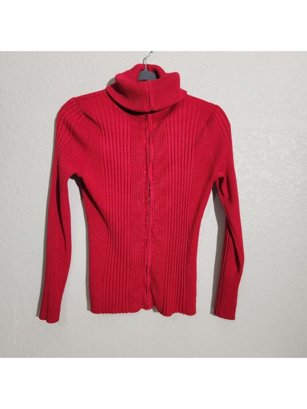 United States Sweaters Jacket Cardigan Red Zip-Up Ribbed Knit Medium